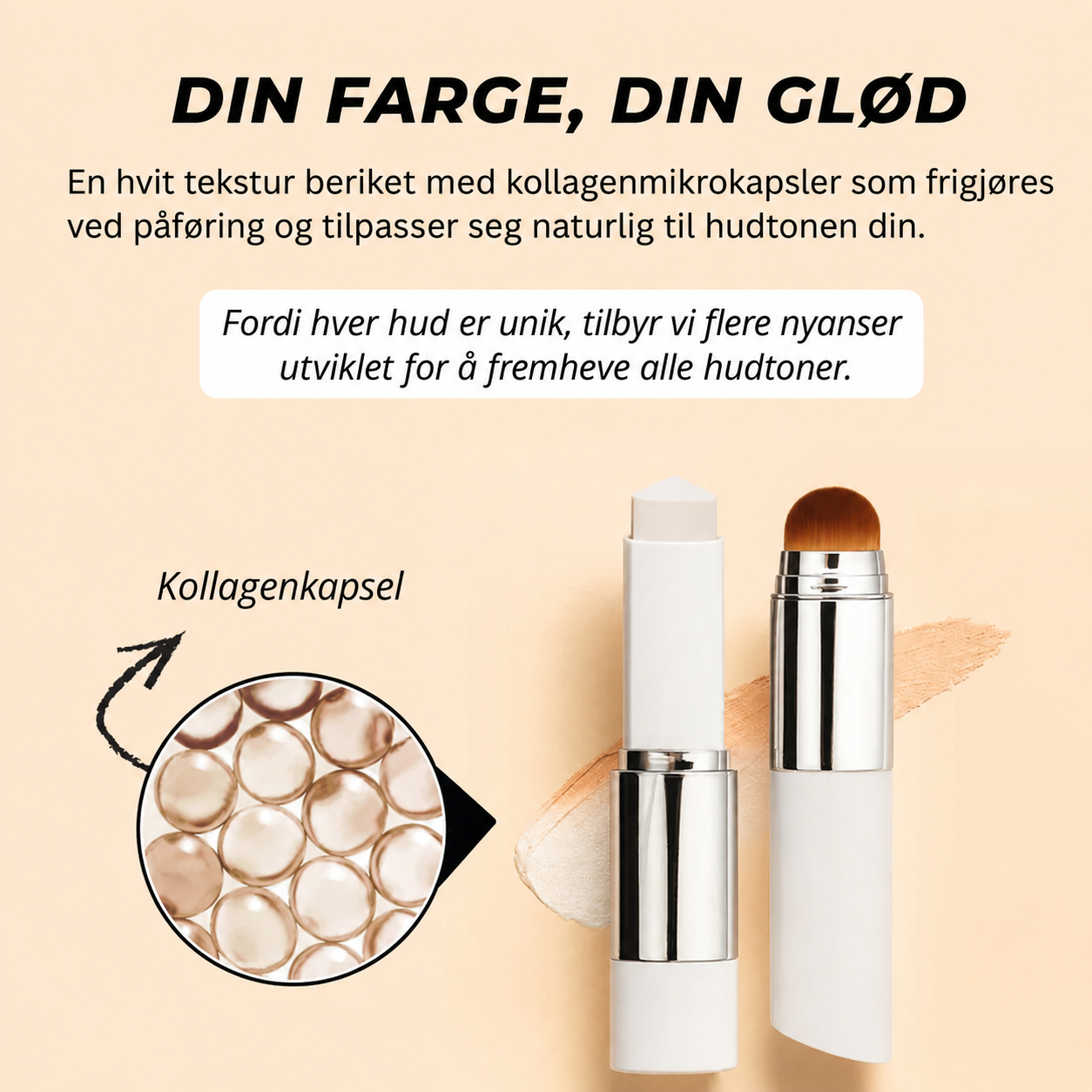 Silkebørste 2-i-1 foundation med integrerad borste