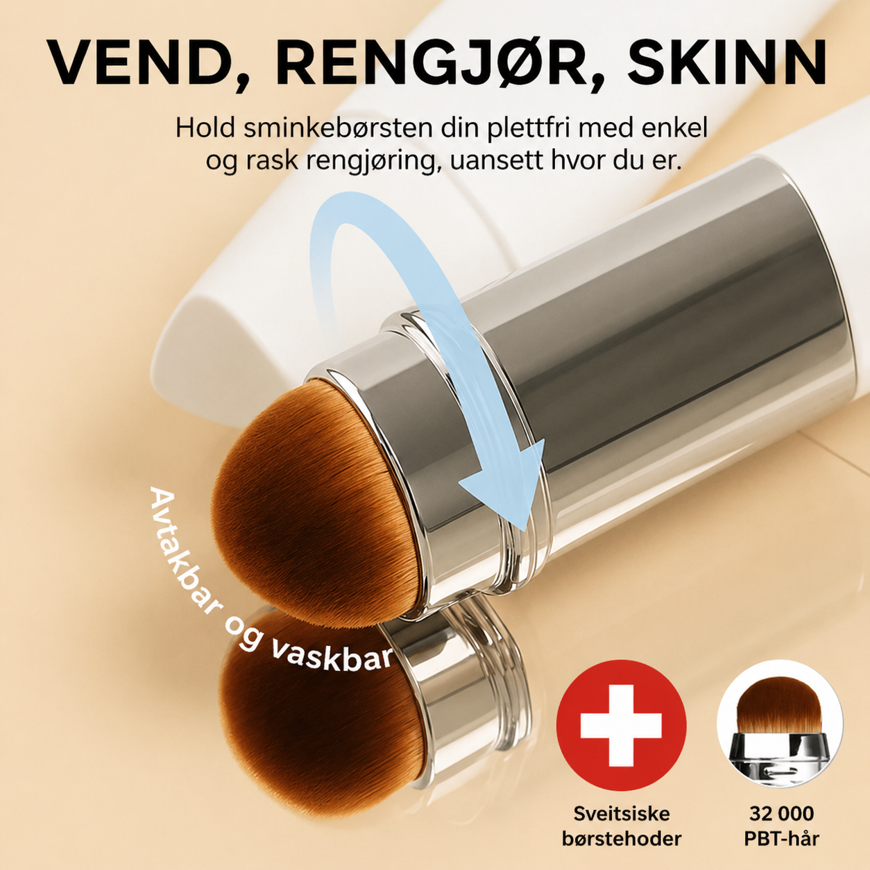 Silkebørste 2-i-1 foundation med integrerad borste